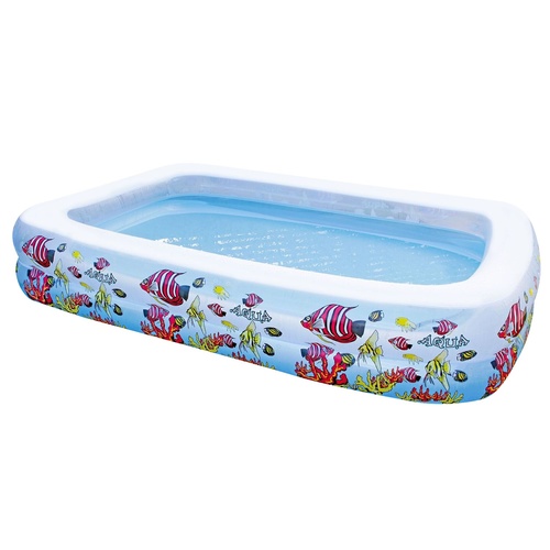 Large Aquarium Theme Rectangular Inflatable Family Pool 262 x 175 x 51cm