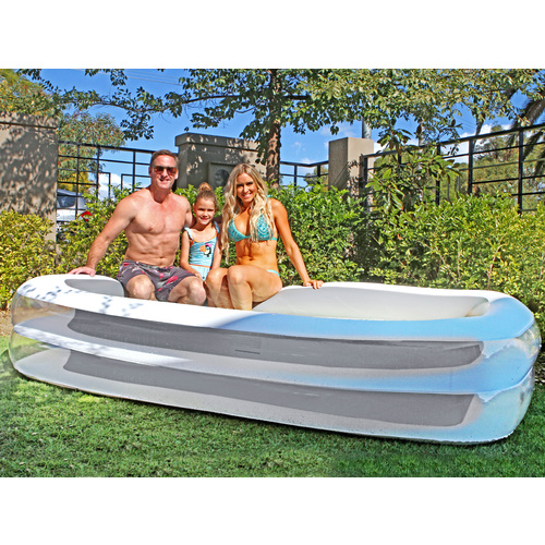 Giant Grey Rectangular Inflatable Family Pool 305 x 183 x 56cm