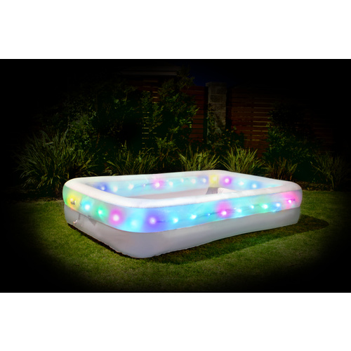 Inflatable Rectangular Pool  with LED Lights 262 x 175 x 51cm