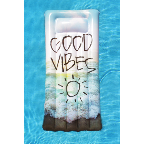 Inflatable Pool Float Good Vibes Air Bed 182 x 82 x22cm 