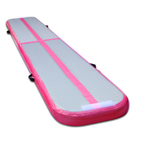Everfit Inflatable Air Track Mat Gymnastic Tumbling 3m x 50cm - Pink & Grey