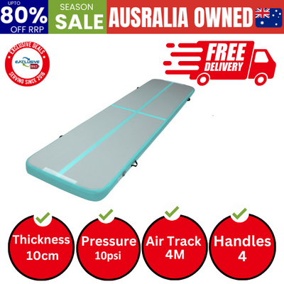 Gofun 4X1M Inflatable Air Track Mat Tumbling Floor Home Gymnastics Green