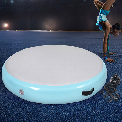 1M Air Track Spot Inflatable Gymnastics Tumbling Mat Round W/ Pump Green