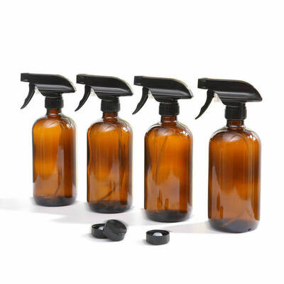 6x 500ml Amber Glass Spray Bottles Trigger Water Sprayer