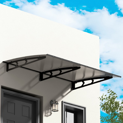 Window Door Awning Canopy 1Mx2M Grey Solid Sheet Metal Frame