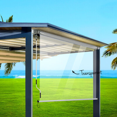  1.2X2.4M Outdoor Blinds Clear Roll Down Awning Retractable Outdoor Blinds Water Wind Proof Transparent