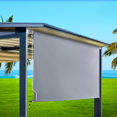  3x2.5m Outdoor Blinds - Roll Down Screen Fabric Window Shade, Grey