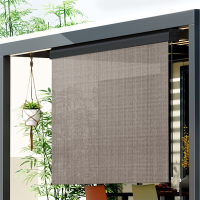 Outdoor Blinds Light Filtering Roll Down Awning Shade 2.1X2.5M Brown