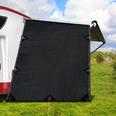 Black Caravan Privacy Screen 1.95 x 2.2M End Wall or Side Sun Shade Roll Out