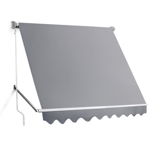 Instahut 2.4m x 2.1m Retractable Straight Drop Roll Down Awning - Grey