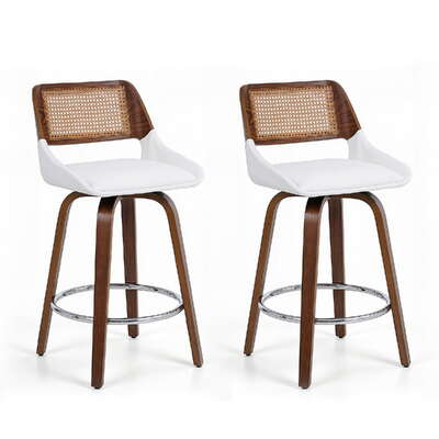 Wooden Bar Stools Set of 2 Swivel Kitchen Counter Stool Chair 60cm Seat Height Premium Quality