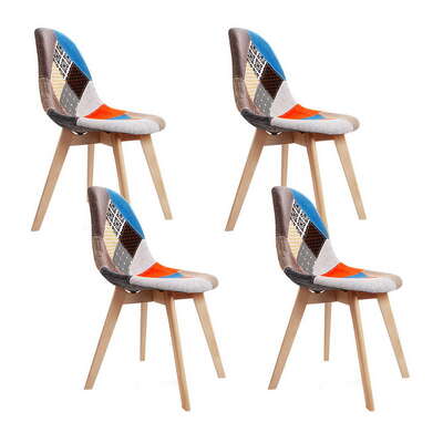 Set of 4 Retro DSW Replica Dining Chairs  Mid-Century Modern Fabric