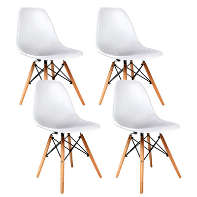  Set of 4 Retro Beech Wood Dining Chair - White