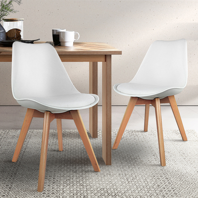  Set of 2 Padded Dining Chair - White