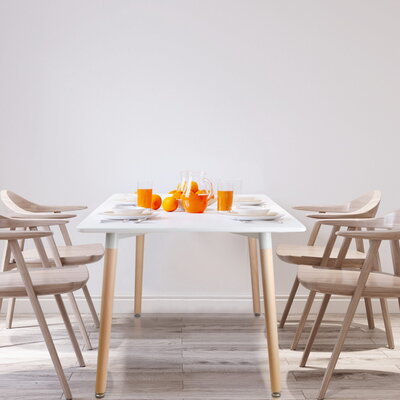  Dining Table 6 Seater DSW Cafe Kitchen White 120cm