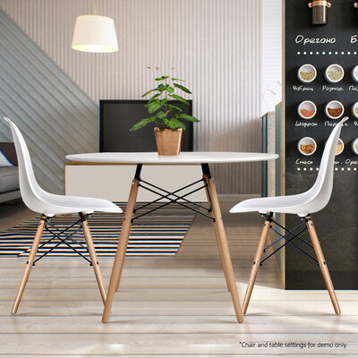  Dining Table Round DSW Cafe Kitchen Wood White 80cm