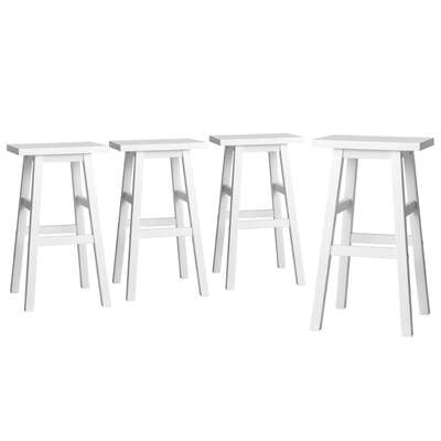 4x Bar Stools Kitchen Chairs Wooden White Stylish 