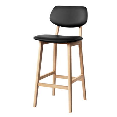 Set of 2 PU Leather Ramsey Bar Stools - Black