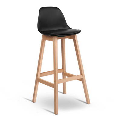 Set of 2 Beech Wood Bar Stools - Black