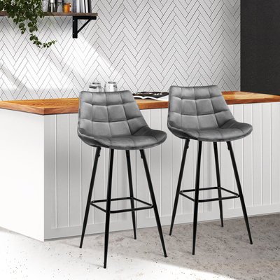 Kitchen Bar Stools Velvet Bar Stool Counter Chairs Metal Barstools Grey