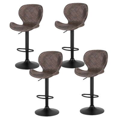 4x Swivel Gas Lift Bar Stools Kitchen Counter Chairs Brown PE Rattan