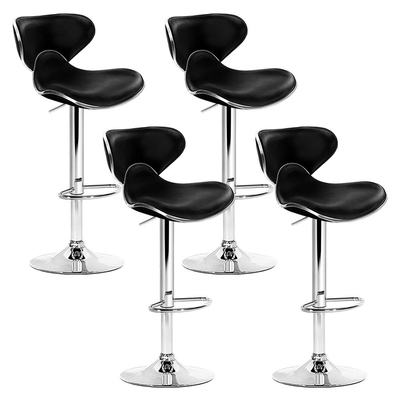  set of 4 Bar Stools DINO Kitchen Swivel Bar Stool PU Leather Gas Lift Chairs Black