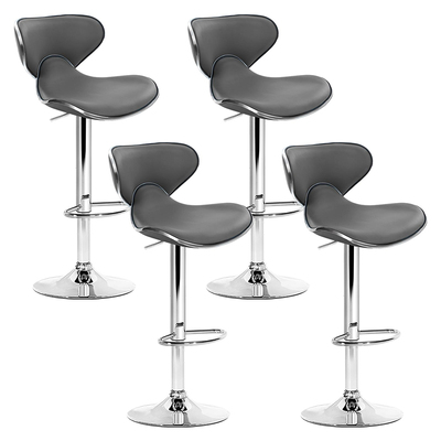  set of 4 Kitchen Bar Stools Swivel Bar Stool PU Leather Gas Lift Chairs Grey