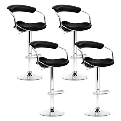  set of 4 PU Leather Bar Stools ADE Kitchen Chairs Swivel Bar Stool Black Gas Lift