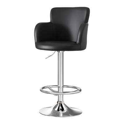 1x Black Counter Bar Stool PU Leather Swivel Adjustable Gas Lift Chair