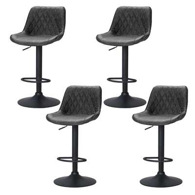 4X Bar Stools Gas Lift Vintage Leather Black