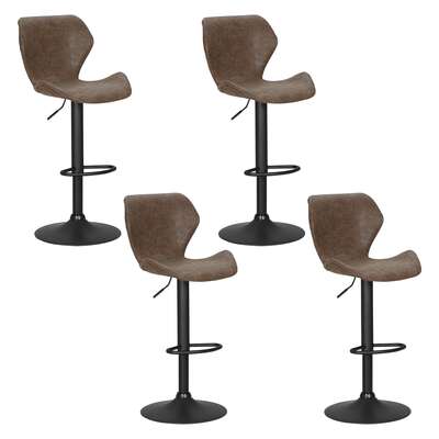 4X Bar Stools Vintage Leather Gas Lift Brown