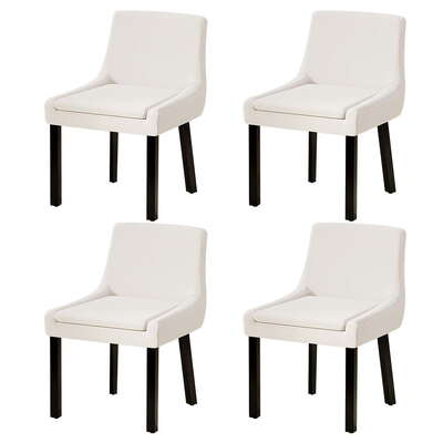 Set of 4 Beige Corduroy Dining Chairs  Stylish and Comfortable Seating