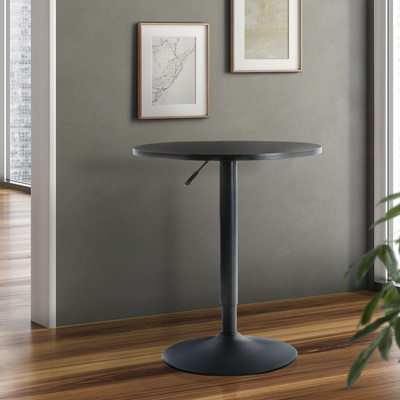 Bar Table Gas Lift Round Black