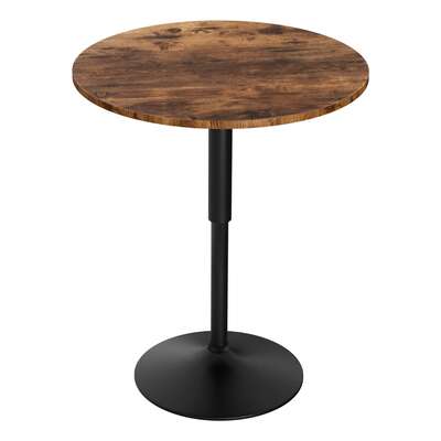 60cm Rustic Brown Black Bar Table Round Height Adjustable 360 Swivel Gas Lift