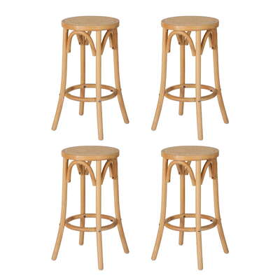 4X Bar Stoosl Rattan Seat Wooden