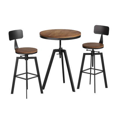 Bar Table and Stools Set Dining Desk Industrial Kitchen Chairs Cafe Pub