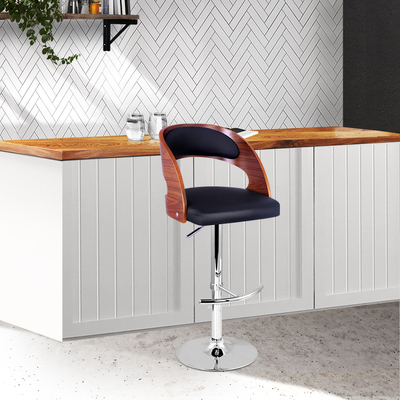 Wooden Gas Lift  Bar Stools - Black