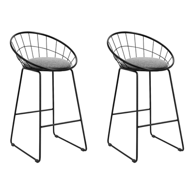2x Bar Stools Padded Seat Metal
