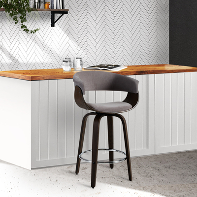 Bar Stool Wooden Swivel Bar Stool Kitchen Dining Chair Wood Grey