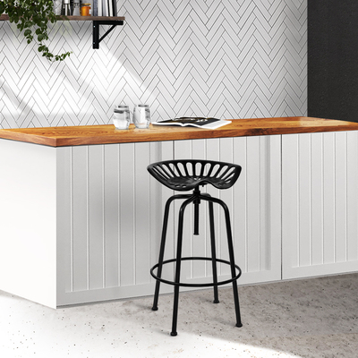 1x Kitchen Bar Stools Tractor Stool Chairs Industrial Vintage Retro Swivel Barstools Metal Black