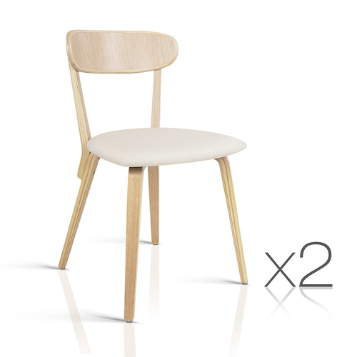 Set of 2 Wooden Dining Chairs - Beige