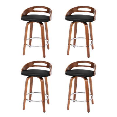 4x Bar Stools Swivel Dining Chairs Low Back Counter Seat PU Cushion