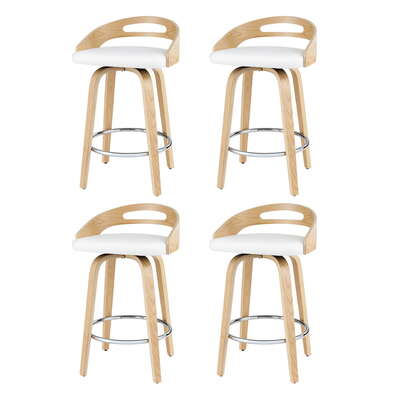 4x Bar Stools Swivel Dining Chairs Low Back Counter Seat PU Cushion