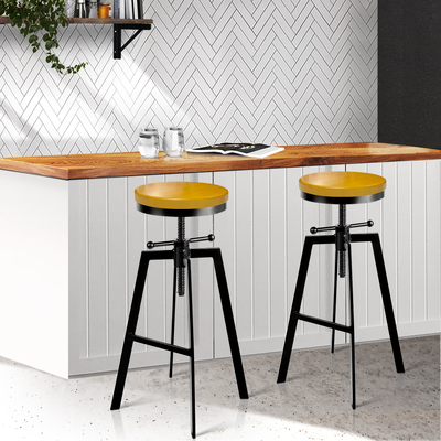 2x Vintage Bar Stools Kitchen Stool Industrial Barstools Metal Swivel