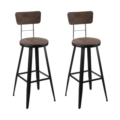 set of 2 Vintage Rustic Bar Stools Retro Swivel Bar Stool Industrial Chairs 66cm