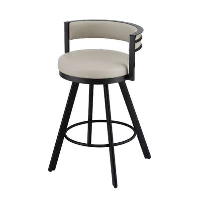 Bar Stool Swivel Kitchen Chair Metal PU Leather Counter Beige Versatile Use Home