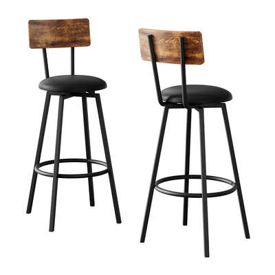 Industrial Bar Stool Upholstered Counter Chair Steel Frame Anti Scratch 2 Pack