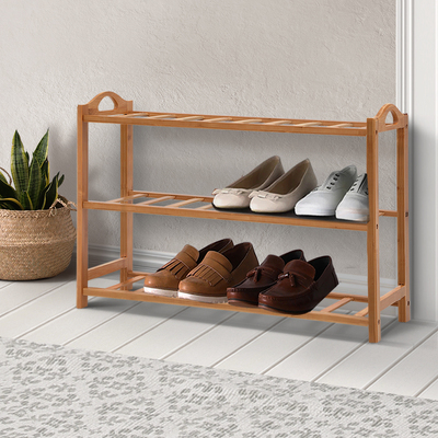 3 Tiers Bamboo Shoe Rack Cabient Storage Organiser Wooden Shelf Stand