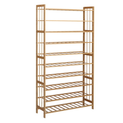 10-Tier Bamboo Shoe Rack Cabinet Wooden Shelf Stand Storage Organizer