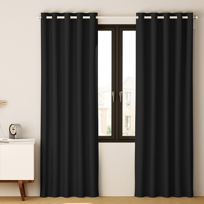 2X Blockout Curtains Eyelet 240x230cm Black